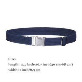 Kids Buckle Belt for Boys - Zinc Alloy Elastic Adjustable Stretch Belts for Girls, 2 Pieces (Navy blue Ripple/Black Ripple)