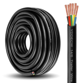YDDECW 6 Way Trailer Wire - 14/6 Heavy Duty 30FT 100% Pure Copper 6 Wire Trailer Cable 14 Gauge 6 Conductor Wiring Extension Cable Insulated for RV and Auto