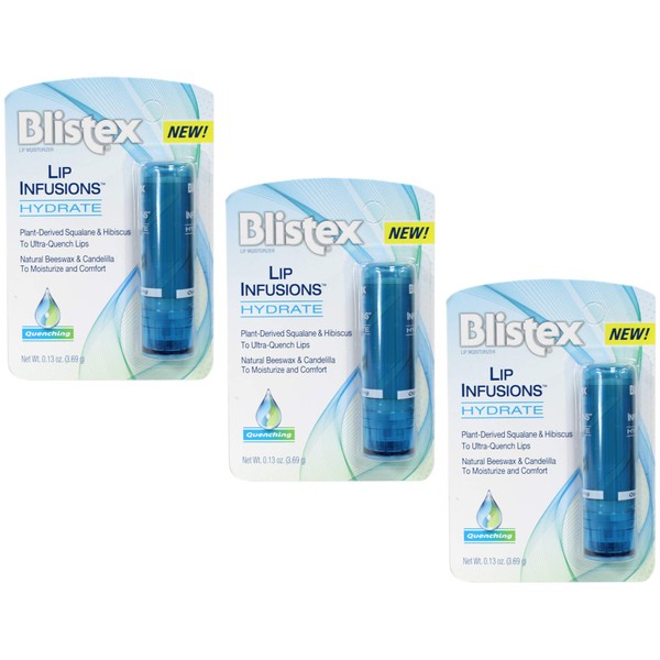 Blistex Lip Infusions Hydrate Lip Moisturizer 0.13 Ounce (3 Pack)
