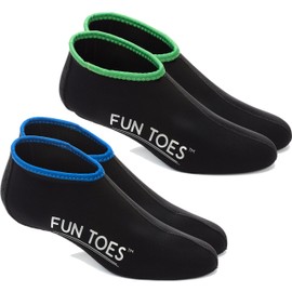Calcetines de neopreno Fun Toes, de 2.5 mm para deportes acuáticos, ajuste cómodo, 2 pares de calcetines de aleta de esnórquel, buceo, esnórquel, remo, bordado, jetski, para hombre y mujer
