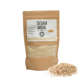 Odenwälder Lebensmittel - 300 g Premium Sesammehl - vegan - made in Germany - fein gemahlene Sesamsamen - teilentölt mit viel Protein