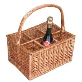 Red Hamper DB003 Wicker Double Steamed 6 Bottle Carrier Drinks Basket