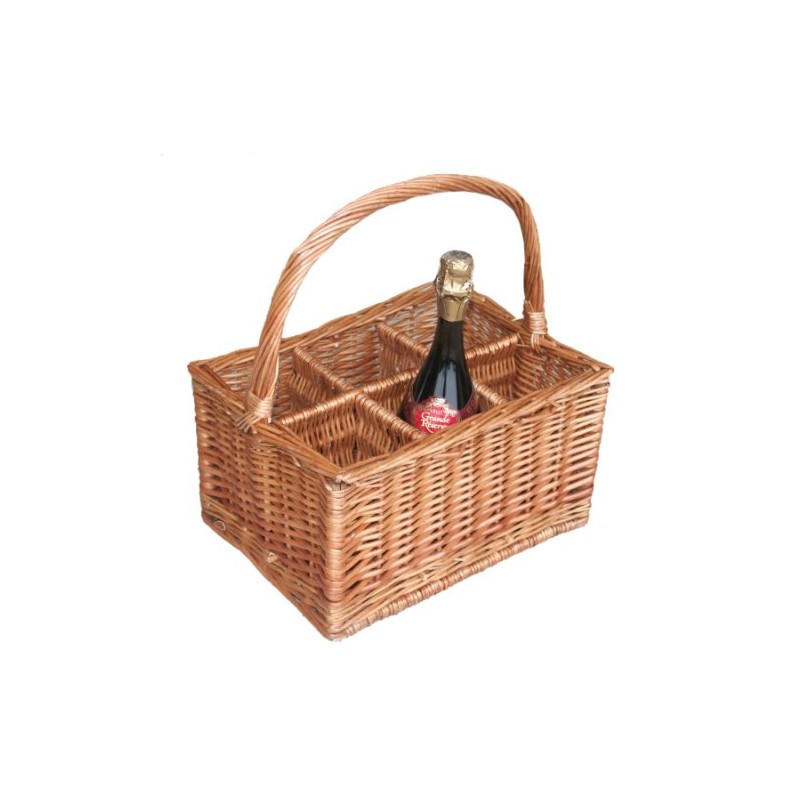 Red Hamper DB003 Wicker Double Steamed 6 Bottle Carrier Drinks