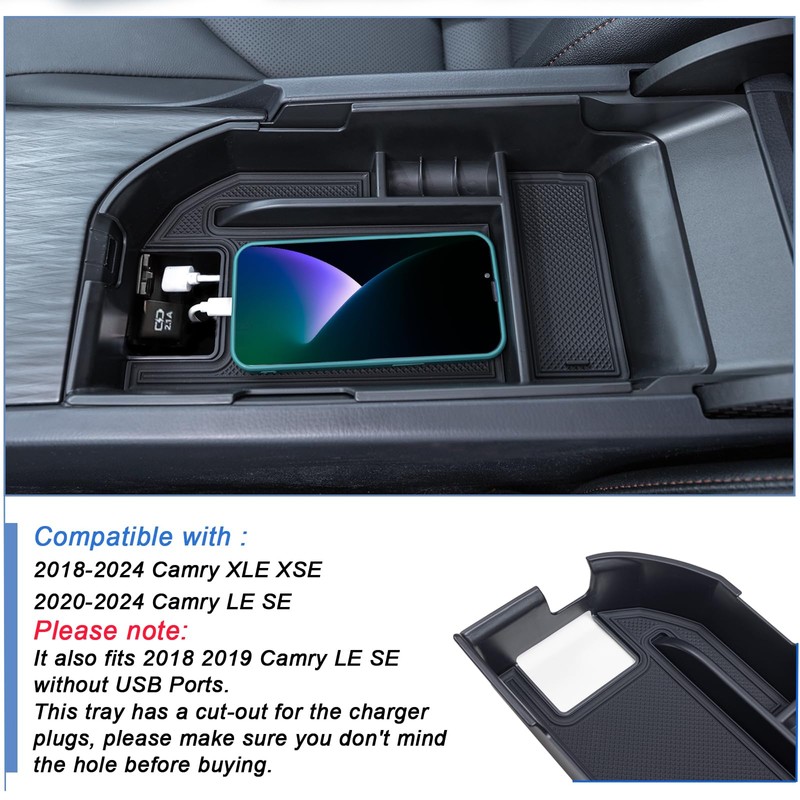 TOPINSTALL Center Console Tray Compatible with 2018-2024 Toyota Camry XLE