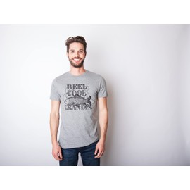 Crazy Dog Mens Reel Cool Grandpa T Shirt Funny Fathers Day Fishing Gift for Husband Fisherman Punny Jokes Dad Joke Humor Dark Heather Grey L