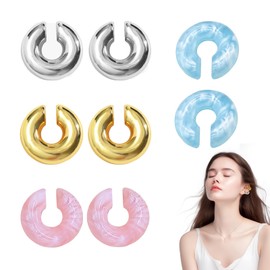 EUYKQNOI 4 Paare ohrclips damen ohne ohrlöcher ear cuff silber Ear Cuff für Damen-CZ Fake Helix Knorpel Ohrringe Fake Piercing Ohrmanschette Ohrringe Clip Ohrklemme silber Gold Funkelnde RundeHuggie