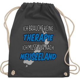 Shirtracer - Gym Bag Backpack - Country Flags and Flags - Ich brauche keine Therapie ich muss nur nach New Zealand, 3 Dark Grey