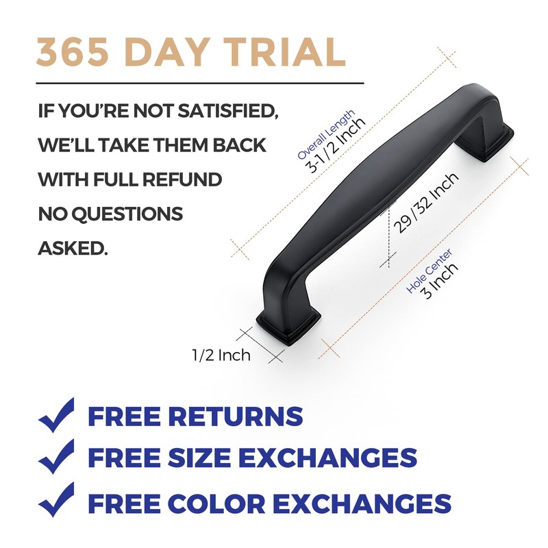 Ravinte 50 Pack Matte Black 3 Inch Cabinet Handles -