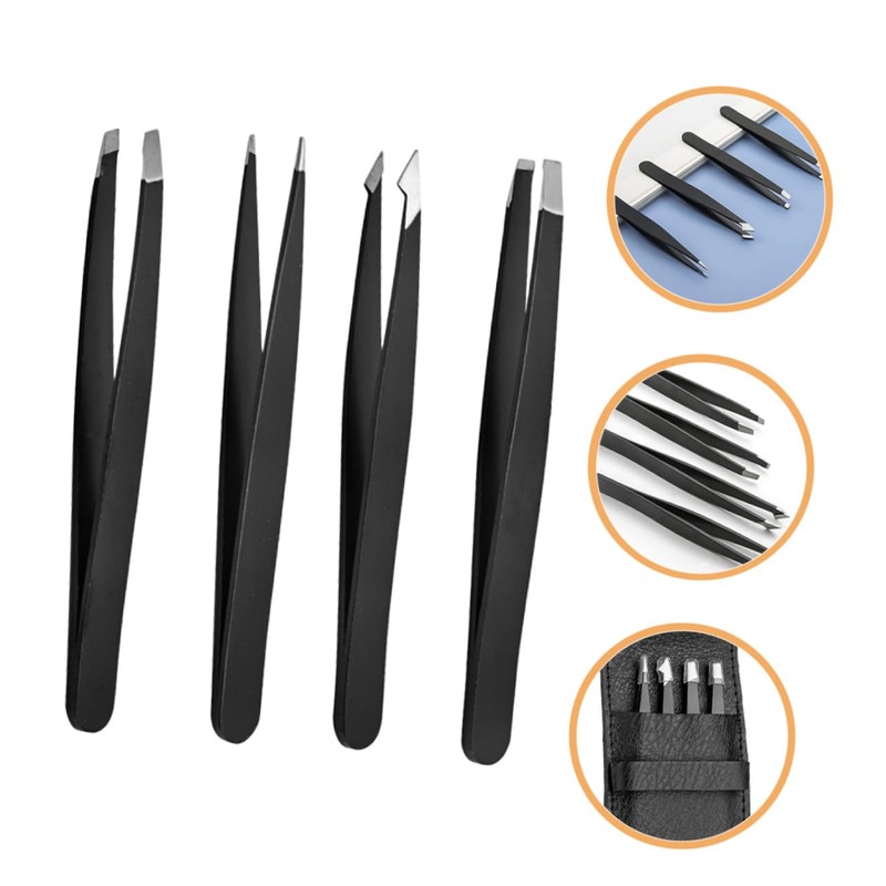 Baluue 1set Stainless Steel Salon Tweezers Precision Eyebrow Hair Removal