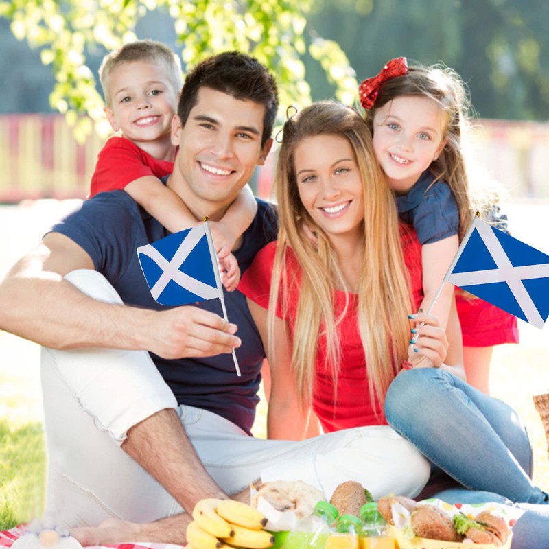 12 Pcs Scotland Stick Flag, 14x21cm Scotland Scottish Flag HandHeld