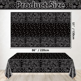 Hegbolke 4 Pack Western Party Tablecloths Paisley Bandana Table Cover Floral Rectangle Tablecloth for Western Themed Party Decorations, 51 x 86 Inch