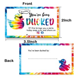 Duck Tags, You've Been Ducked - Ducking Game Card, 50 Pack, 3.5 x 2'' Business Card Size, With Round Hole and Rubber Bands