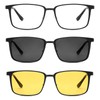 TEAPLMTT Magnetic Clip On Sunglasses for Men Polarized Retro Square