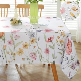 SASTYBALE Spring Summer Tablecloth Rectangle 60 x 120 Inch Oil Proof Wrinkle Free Floral Butterfly Watercolor Table Cloth, Non Slip Polyester Table Cover for Dining, Party, Indoor, Outdoor, Pink