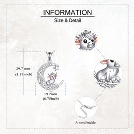 HUKKUN Highland Cow Necklace Sterling Silver Highland Cow Pendant Necklace Celtic Moon Pendant Cute Animal Jewelry Gifts for Women