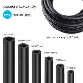 Multipurpose Vacuum Line Kit,6PCS 5Ft Vacuum Hose Automotive+64PCS Vacuum Line Connectors,Max 130PSI Silicone Hose for Variety Car Piping System Automotive Replacement Vacuum Hoses (70PCS)