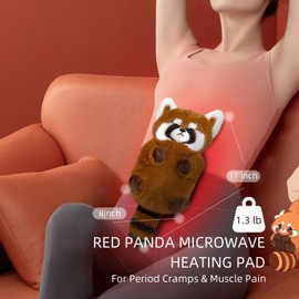 Red Panda Heating Pad Microwavable, 17"x8" Cozy Plush, Weighted Stuffed Animal - COMOIL Natural Moist Heat Pack for Neck Shoulder, Muscles & Joint with Washable Cover,Unscented