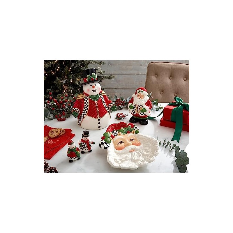 Spode Christmas Tree Black & White Santa Candy Jar -