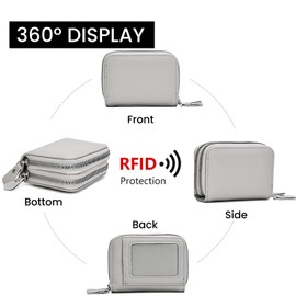 ZMDB Women's Wallet with RFID Blocking, Small & Short Women's Wallet PU Leather Wallet with Double Zip & Purse, Women's Purses with Multiple Card Slots, 001 grey, 经ộ的