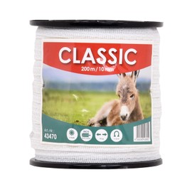 VOSS.farming Classic Pasture Fence Tape, 10 mm, 4 x 0.16 NIRO, White, Pasture Fence and Electric Fence Tape (200 m)