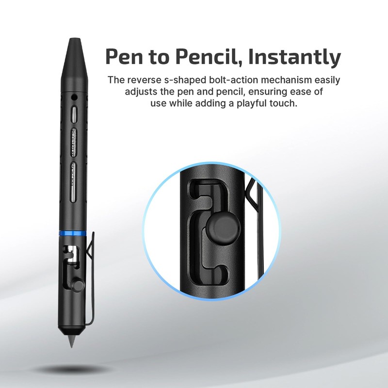 OLIGHT O'Pen Mini 2 Ballpoint Pen, Switch between Replaceable Black