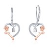 13/16/18/50/80th Birthday Earrings, Rose Flower Heart Earrings Silver 925 Hanging Number Hoop Earrings Small Earrings Jewellery Gifts for Women, Sterling Silver