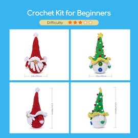 Christmas Crochet Kit for Beginners, Crochet Starter Kits for Kids and Adults Amigurumi Craft Knitting Crochet Animals Kits with Step-by-Step Video Tutorials