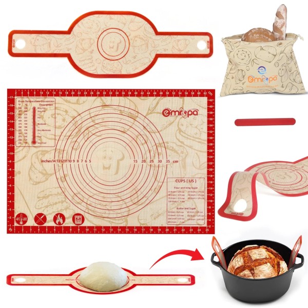 Branded 3PCS Silicone Bread Sling & Baking Mat Set –