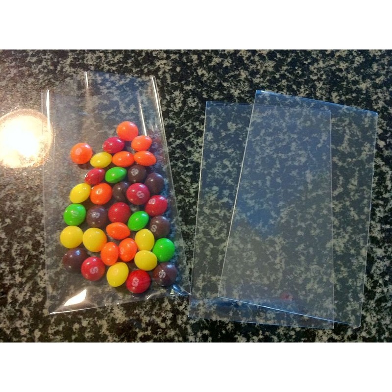 UNIQUEPACKING 100 Pcs Clear Flat Cellophane Cello Bags 4 1/4