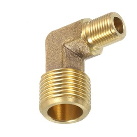 MACHSWON 3/8" Male Thread to 1/8" Male Pipe Fitting Brass L Shape Right Angle 90 Degree Angle Connector for Plumbing Air Gas Fuel Oil 27.5x31mm