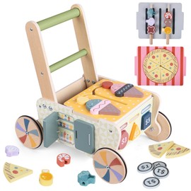 Wooden Baby Walker, Baby Push Walker, Montessori Kitchen Walker Toy, Push and Pull Learning Activity Walkers, Baby Walker with Wheels for Boys&Girls 12 Months, Baby Walker Push Toy Gifts for Toddler
