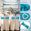 VitalCozy 100 Pcs Spandex Chair Sashes with Heart Buckle Slider,Turquoise