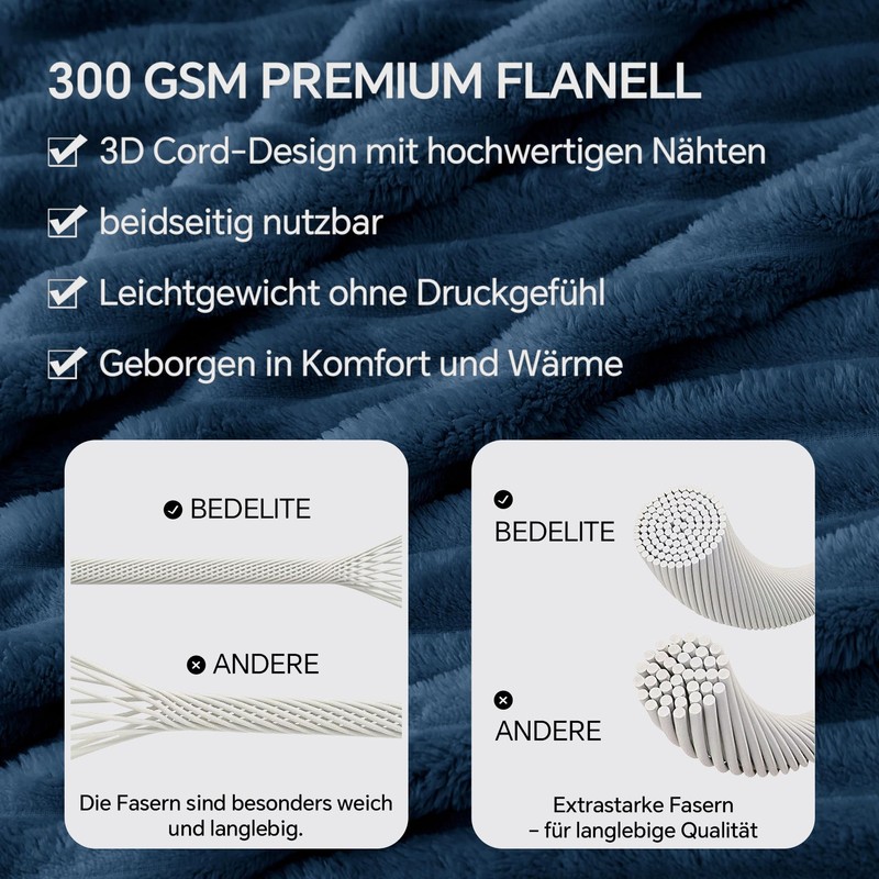 BEDELITE Cuddly Fluffy Blanket Small - Soft Flannel Blankets Blue