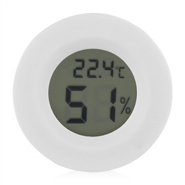 Reptile Temperature and Humidity Monitor LCD Round White Plastic Digital Thermometer Hygrometer for Small Pet Lizard Spider Tortoise Terrarium Tank