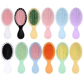 Glarks 12pcs 13.4 x 5.42cm Multicolor Mini Hair Brush Assortment Kit, Travel Detangling Brush, Soft Bristles Hair Brush for Most Hair Type, Wet/Dry Hair, Girls/Women/Man