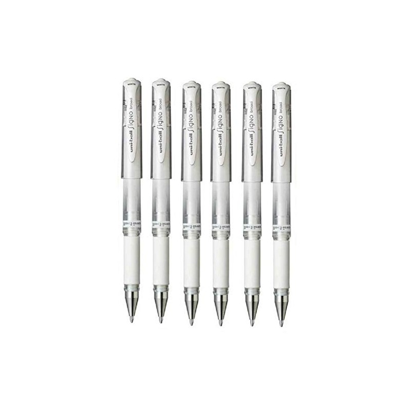 Uni Ball White Signo Pen Broad Metallic Gel Ink Rollerball