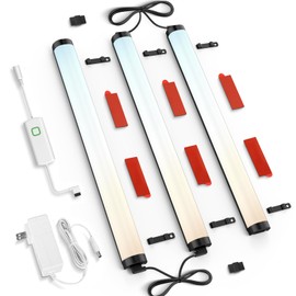 MYPLUS Under Cabinet Lighting, 5 Color Temps Under Counter Lights with 690 Lumen Dimmable, Plug in Led Light Bar for Cabinet,Shelf,Counter - Pack of 3