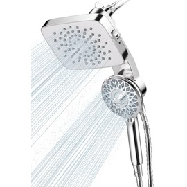 Cobbe - Cabezal de ducha de lluvia de alta presión con combo de mano, 2 modos fijos + 5 modos de pulverización manual, diseño desmontable, acoplamient