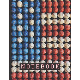 Notebook: Baseball US Flag Theme Wide Ruled Paper