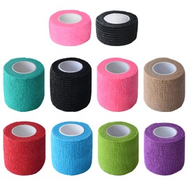 FEILIBAY 10 Pack Cohesive Bandage Wrap Self Adherent Vet Tape for Pets, Elastic Self Adhesive Wrap for Sports, Finger, Wrist, 2 Size (8Pack 2'' and 2Pack 1''), Muliti Colors