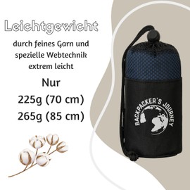 Backpacker's Journey Sleeping Bag Ultralight (Only 265 g) 100% Cotton Hygienic Sleeping Bag without Zip (No Heat Performance) - Blue