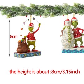 Grinch Christmas Ornament Decorations, 5PCS Stocking Cap Funny Santa Ornament Decorative Xmas Decor Ornaments Party Gifts (5pcs)