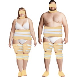 11PCS Plus Size Castor Oil Pack Kit - Reusable Full Body Wraps for Stomach, Neck, Eyes, Knees, Feet & Legs | 3-Layer Flannel Cotton, Full Adhesive | Pain Relief, Liver Detox, Stress Relief (Khaki)