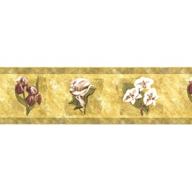 CONCORD WALLCOVERINGS ™ Wallpaper Border Floral Pattern Beige Green Burgundy for Bedroom Living Room, Beige Green Burgundy, 15 Feet by 7 Inches SG30421