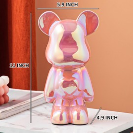 Yundu Ceramic Piggy Bank for Kids and Adults - Coin Bank for Girls and Boys - Pink Love Bear Decoration - Modern Decor for Preppy Rooms, Living Rooms, Offices - Gifts for Birthdays and Christmas.