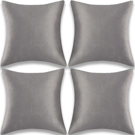 Yonous Cushion Covers, Soft Premium Velvet Decorative Throw Pillow for Sofa Bed Couch Chair, Set of 4, Grey, 18x18 inch / 45 x 45 cm