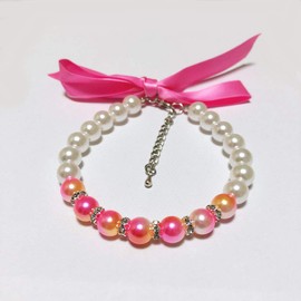 PetFavorites Ombre Pearls Dog Necklace Collar Jewelry for Small Dogs Puppy - Bling Rhinestones Cat Wedding Collar for Pets - Cute Teacup Chihuahua Yorkie Girl Clothes Costume Outfits Accessories