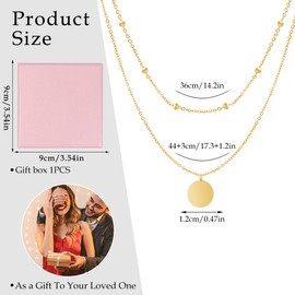 Women's Double Layer Gold / Silver Layering Necklace with Coin Pendant