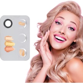 Paleta de acero inoxidable para mezclar cosméticos con espátula – Paleta profesional rectangular para mezclar pigmentos, ideal para maquilladores y aficionados.