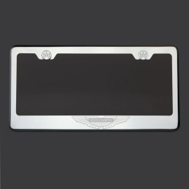 KA Mirror Chrome Aston Martin Logo Laser Etched Stainless Steel License Plate Frame